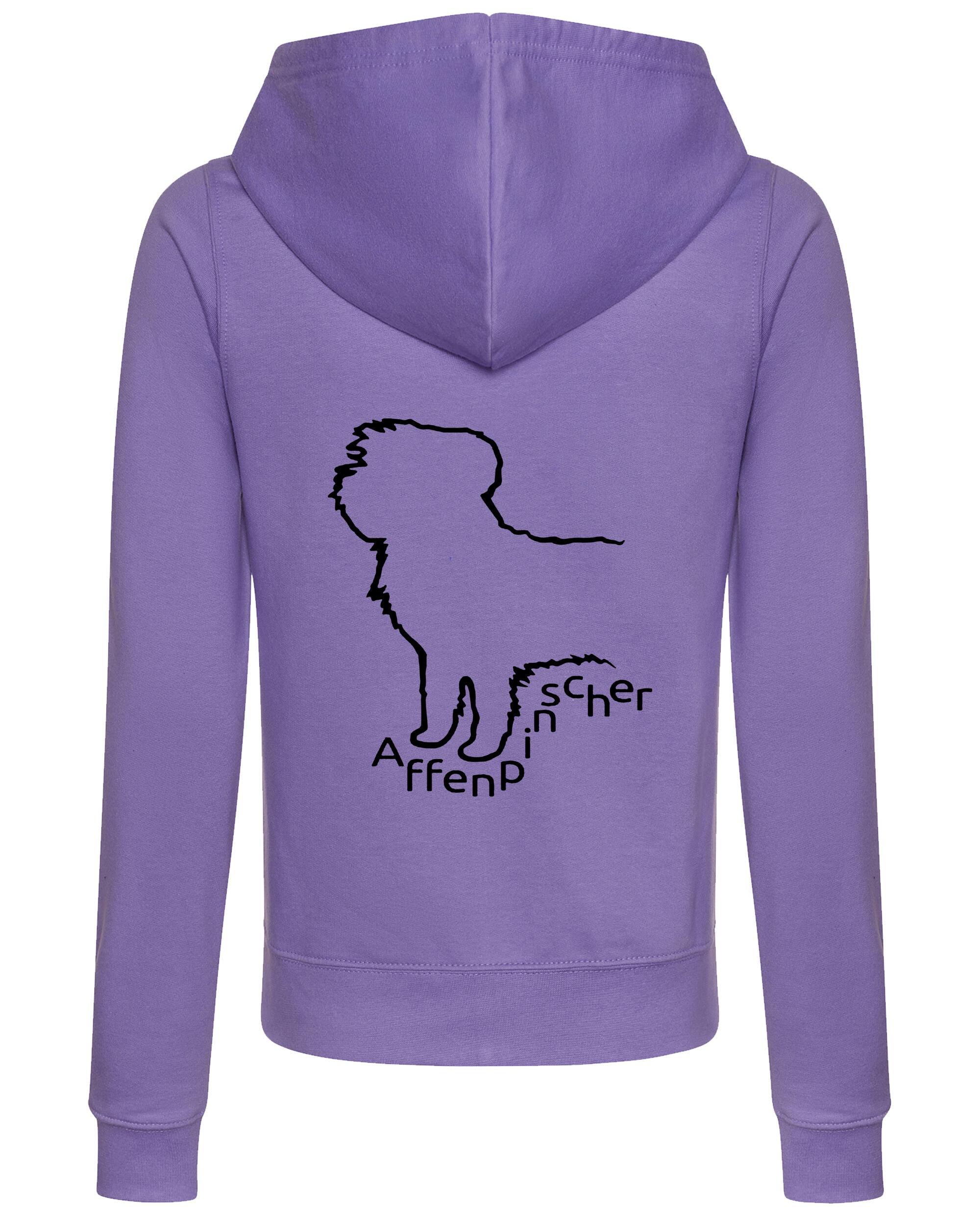 Female Affenpinscher Zipped Hoodie Lavender (Black)