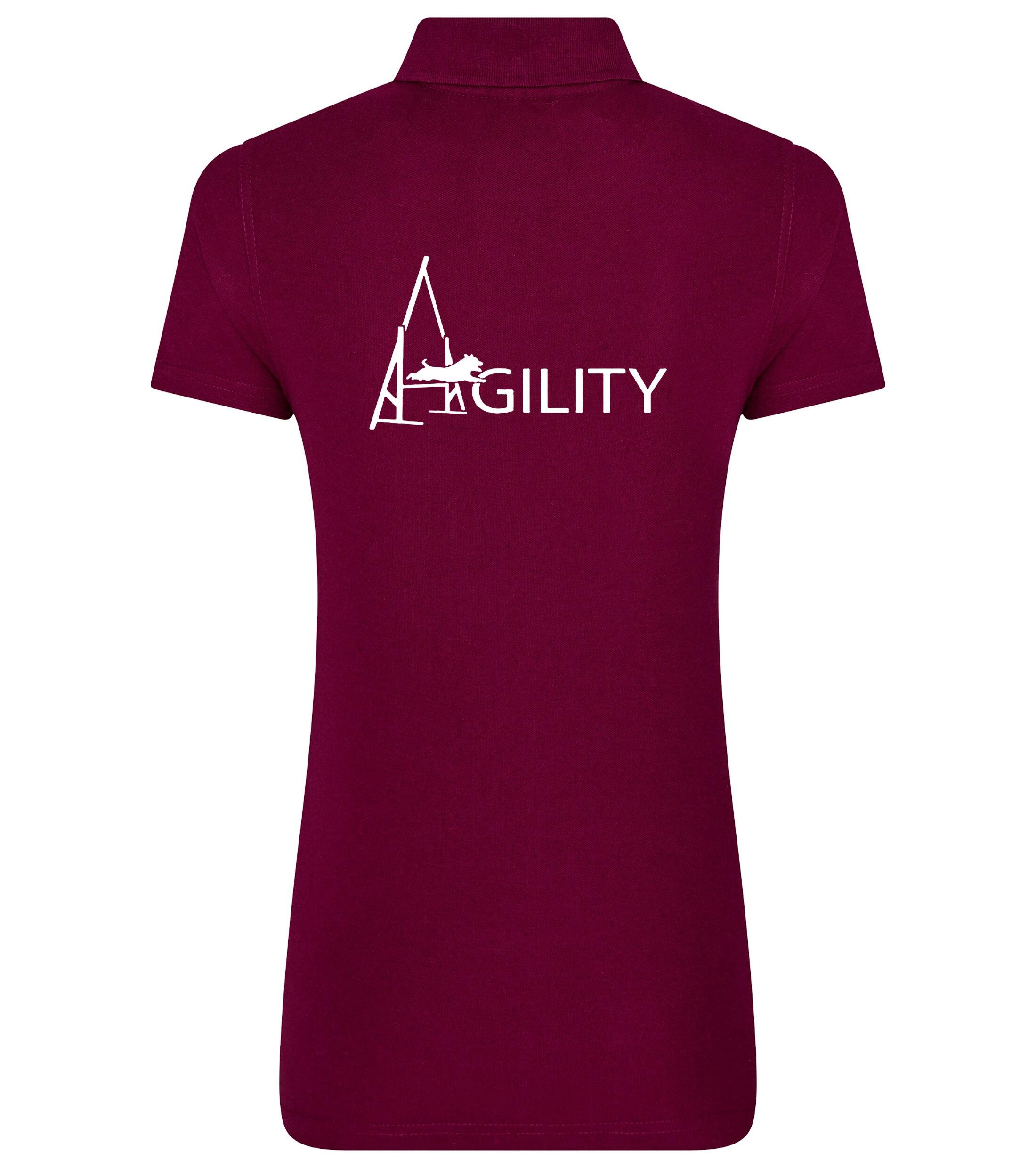 Female Agility Polo Shirt Burgundy (White)