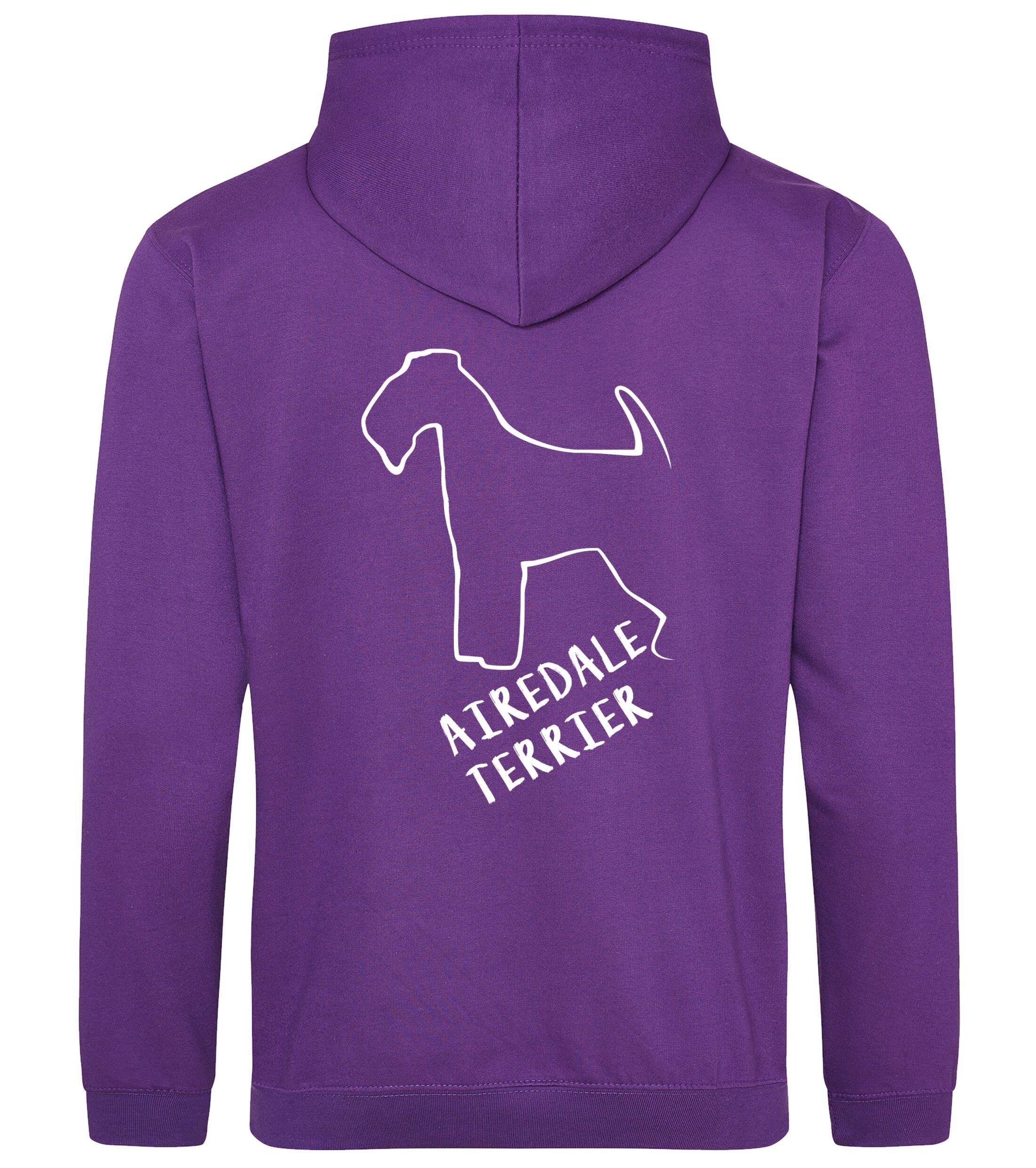 Unisex Airedale Terrier Pullover Hoodie Purple (White)