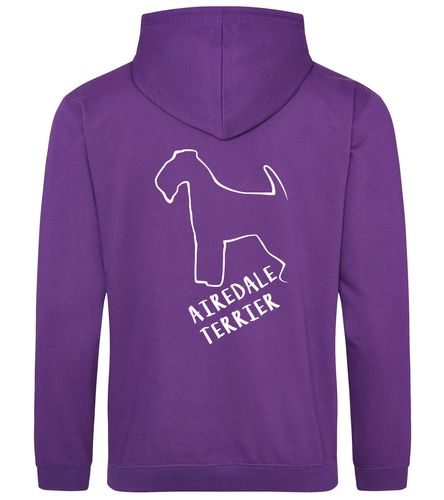 Unisex Airedale Terrier Pullover Hoodie Purple (White)
