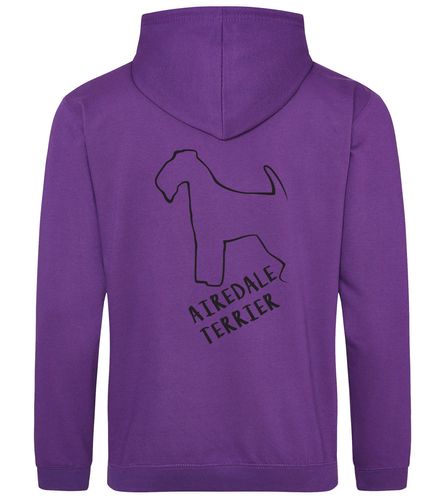 Unisex Airedale Terrier Pullover Hoodie Purple (Black)