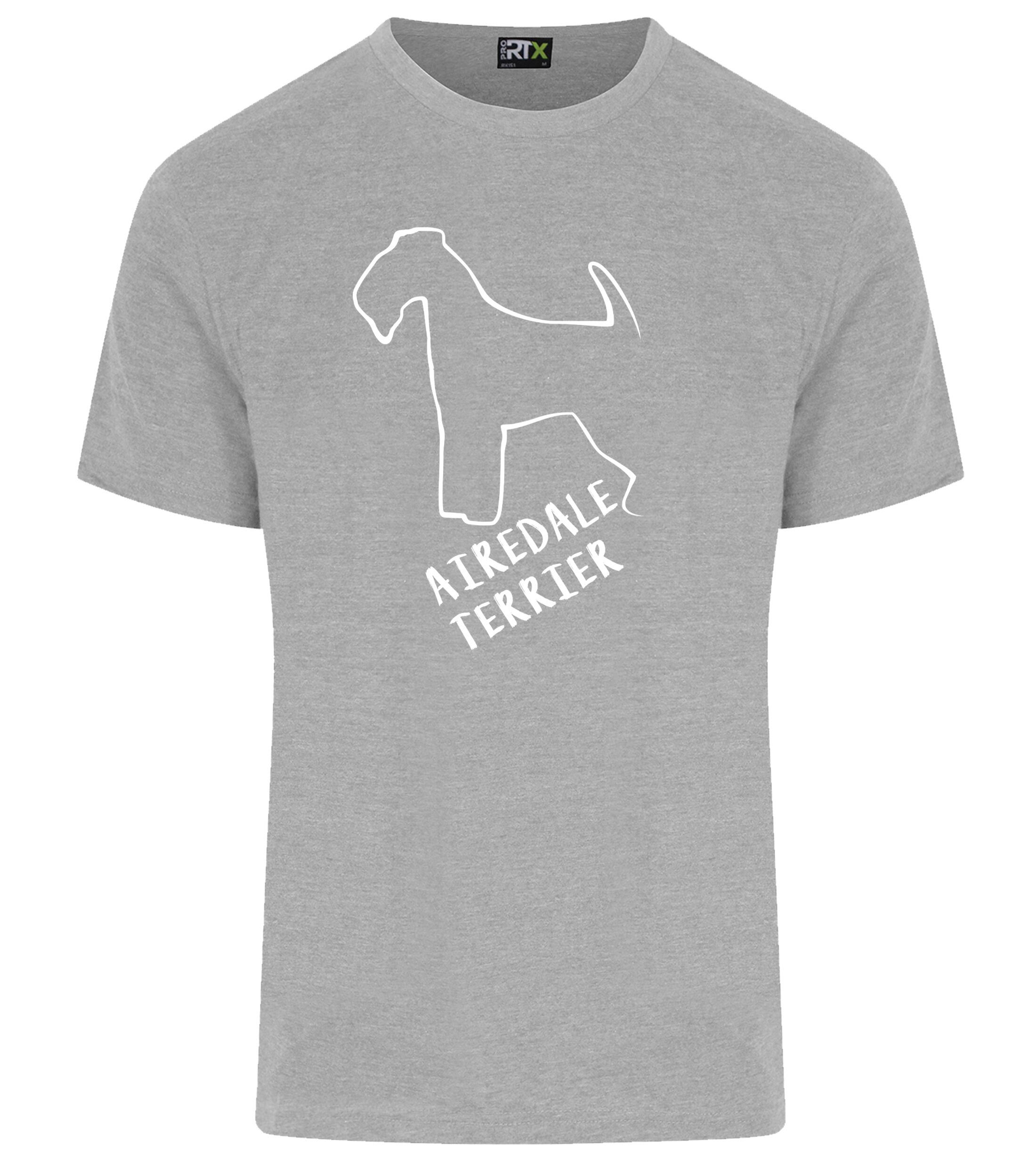 Unisex Airedale Terrier Roundneck T-Shirt Heather Grey (White)