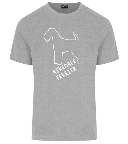 Unisex Airedale Terrier Roundneck T-Shirt Heather Grey (White)