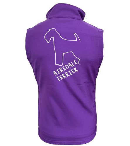 Female Airedale Terrier Softshell Gilet Purple (White)