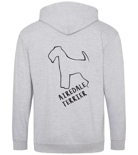 Unisex Airedale Terrier Zipped Hoodie Heather Grey (Black)