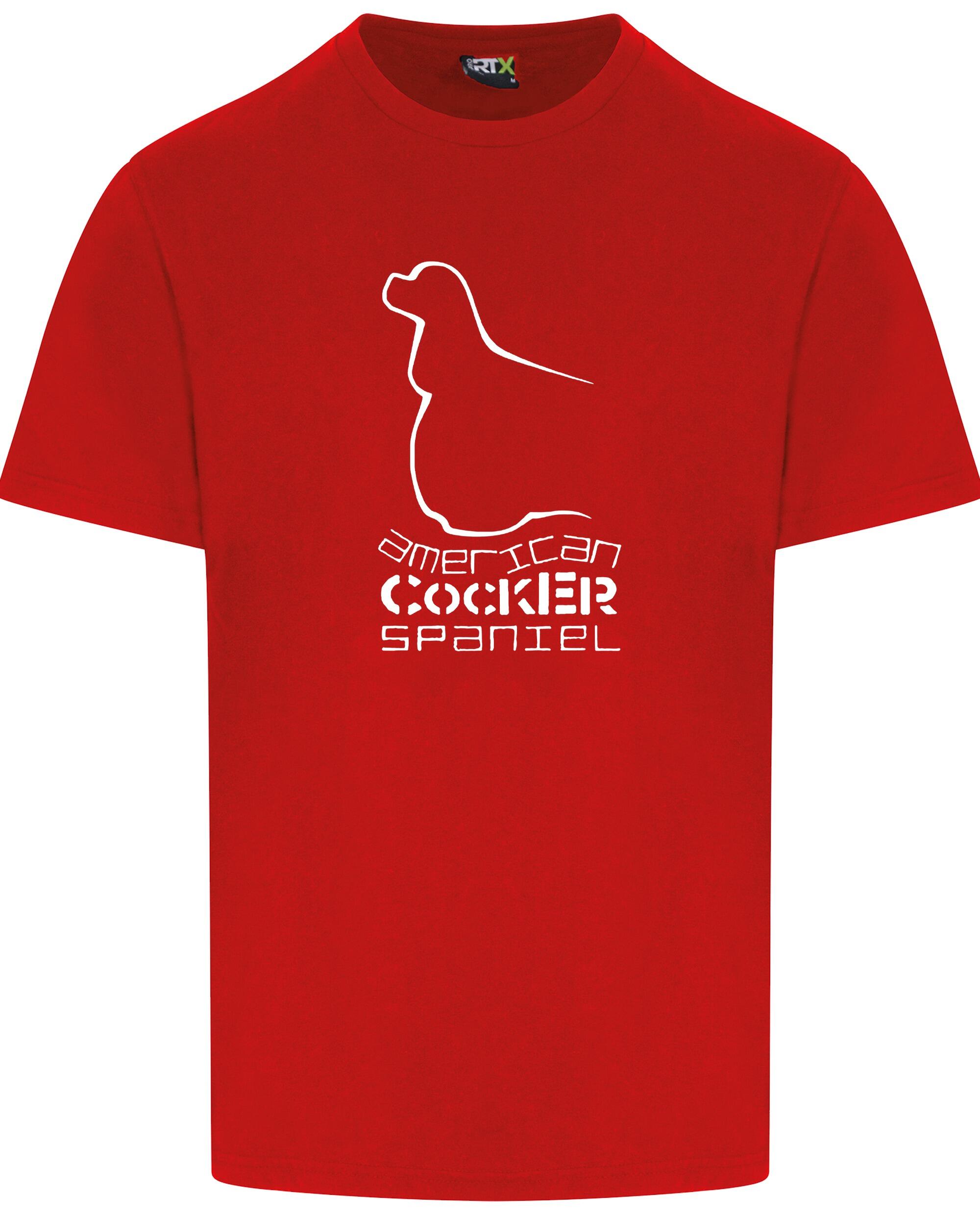 Unisex American Cocker Spaniel Roundneck T-Shirt Red (White)