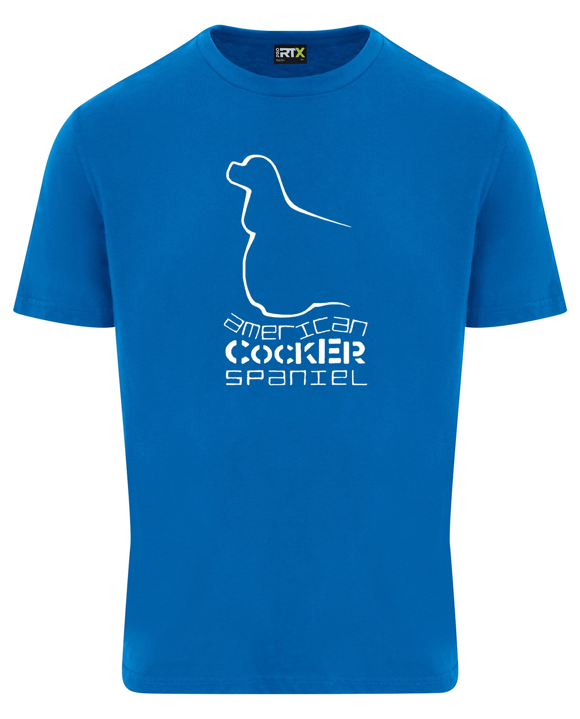 Unisex American Cocker Spaniel Roundneck T-Shirt Sapphire Blue (White)