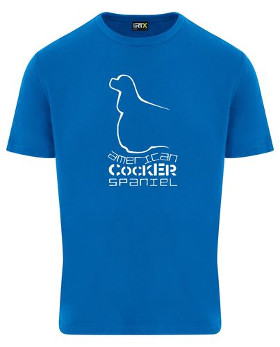 Unisex American Cocker Spaniel Roundneck T-Shirt Sapphire Blue (White)
