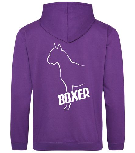 Unisex Boxer Ear Up Pullover Hoodie Purple (White)