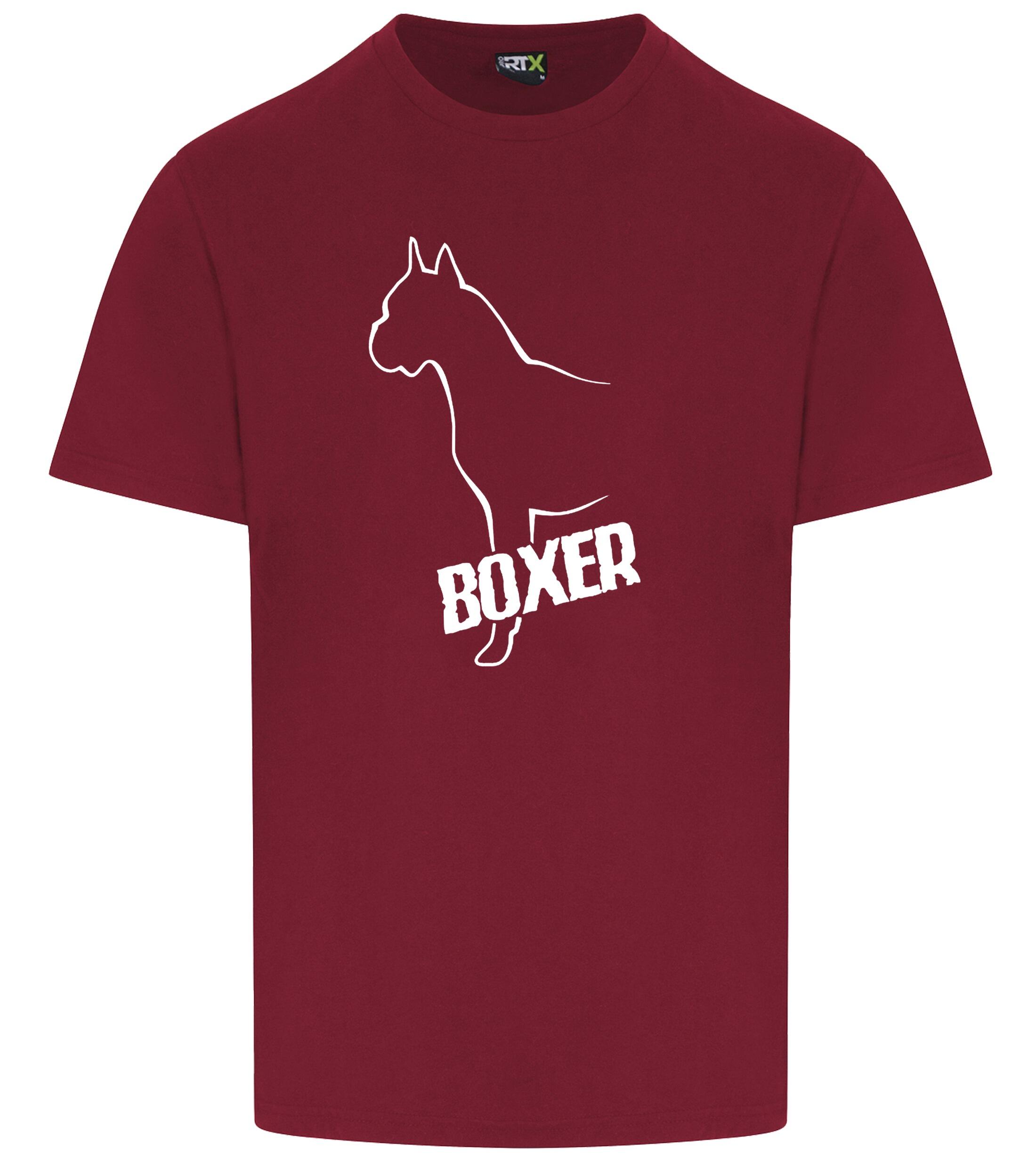 Unisex Boxer Ear Up Roundneck T-Shirt Burgundy (White)