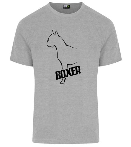Unisex Boxer Ear Up Roundneck T-Shirt Heather Grey (Black)