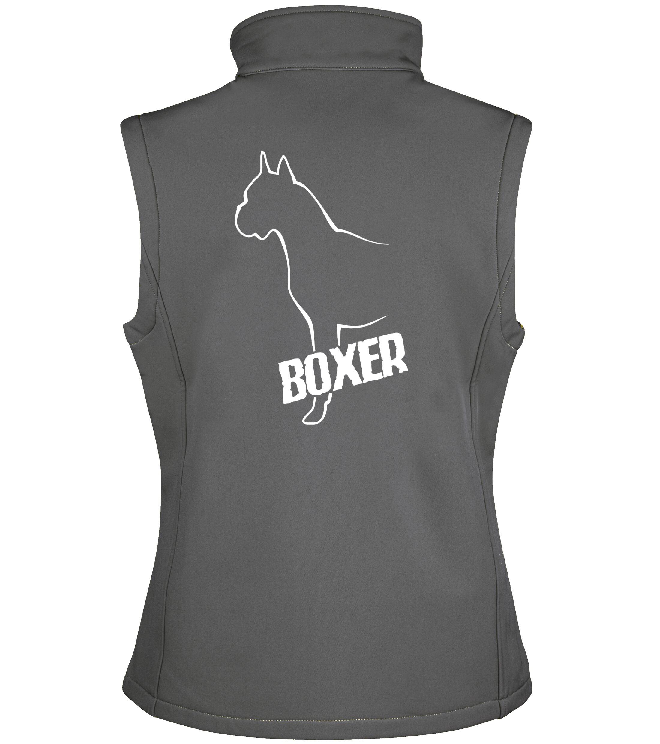 Female Boxer Ear Up Softshell Gilet Charcoal (White)