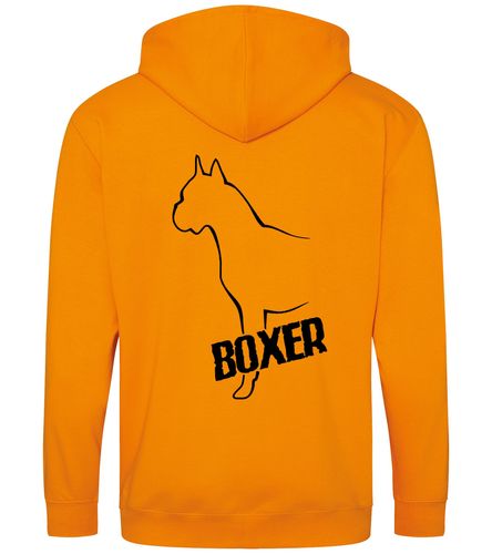 Unisex Boxer Ear Up Zipped Hoodie Orange Crush (Black)