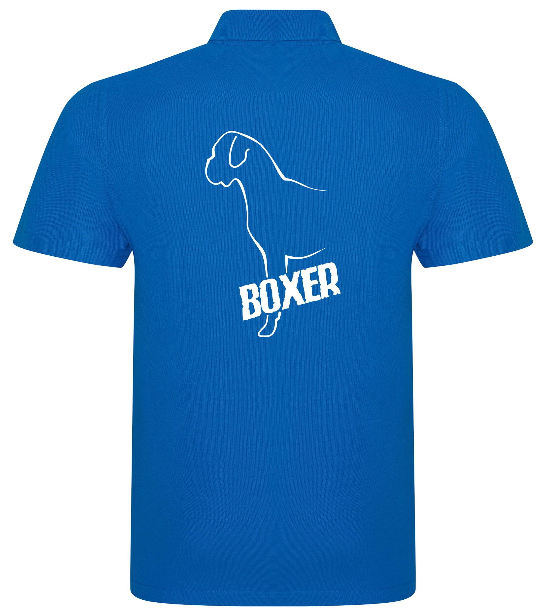 Unisex Boxer Ear Drop Polo Shirt Sapphire Blue (White)