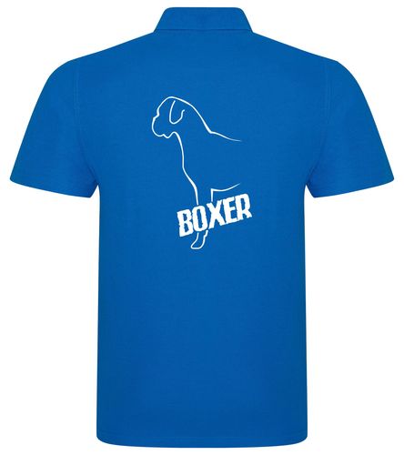 Unisex Boxer Ear Drop Polo Shirt Sapphire Blue (White)