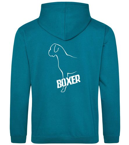Unisex Boxer Ear Drop Pullover Hoodie Jade (White)