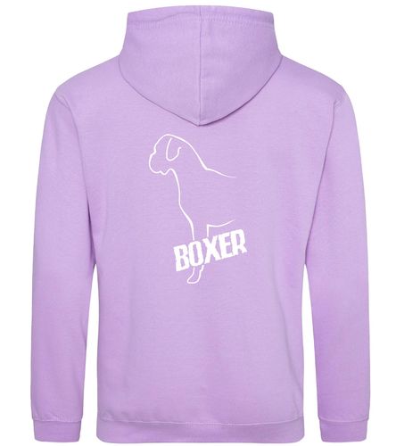 Unisex Boxer Ear Drop Pullover Hoodie Lavender (White)