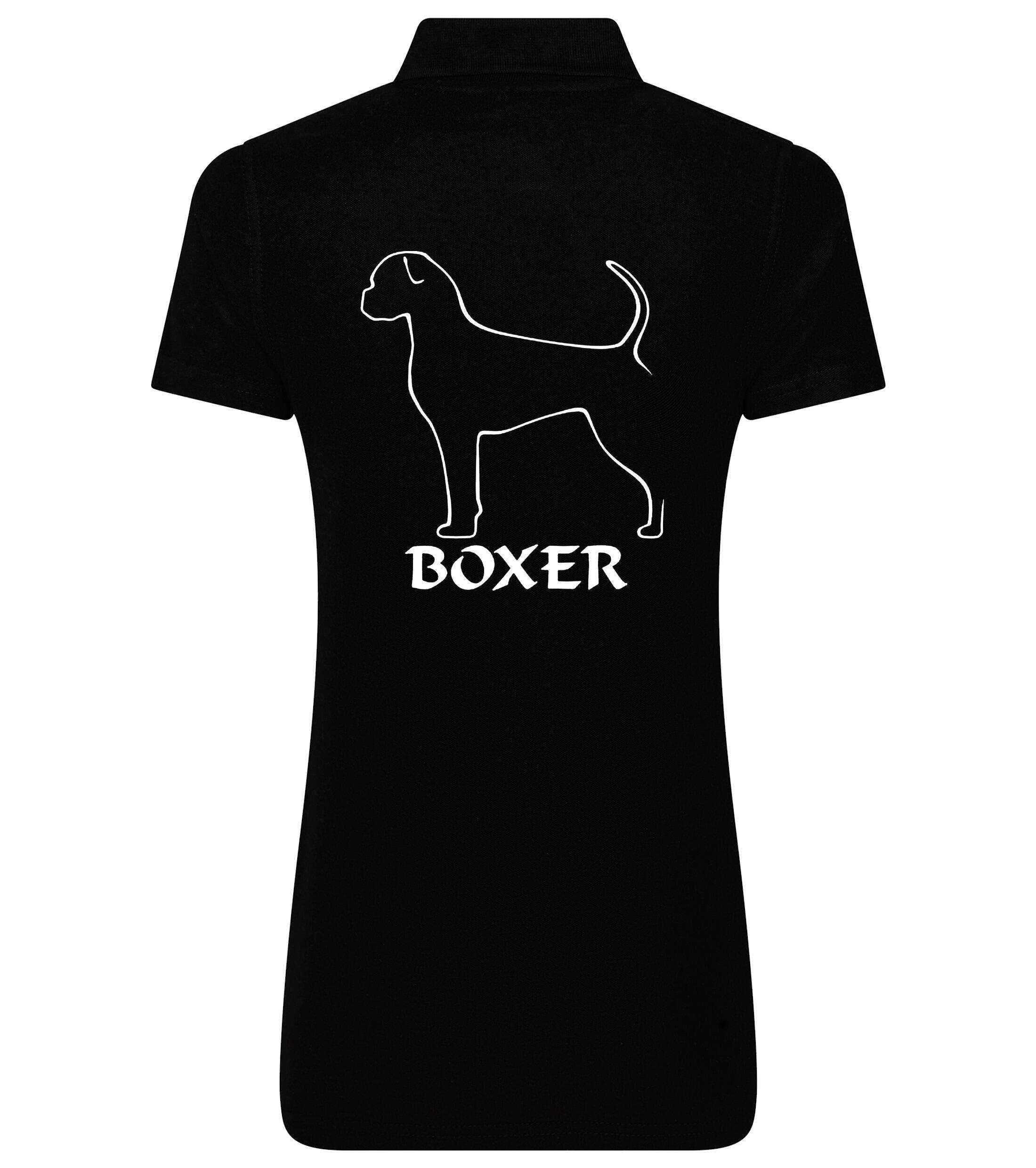 Female Boxer Ear Drop (2) Polo Shirt Black (White)