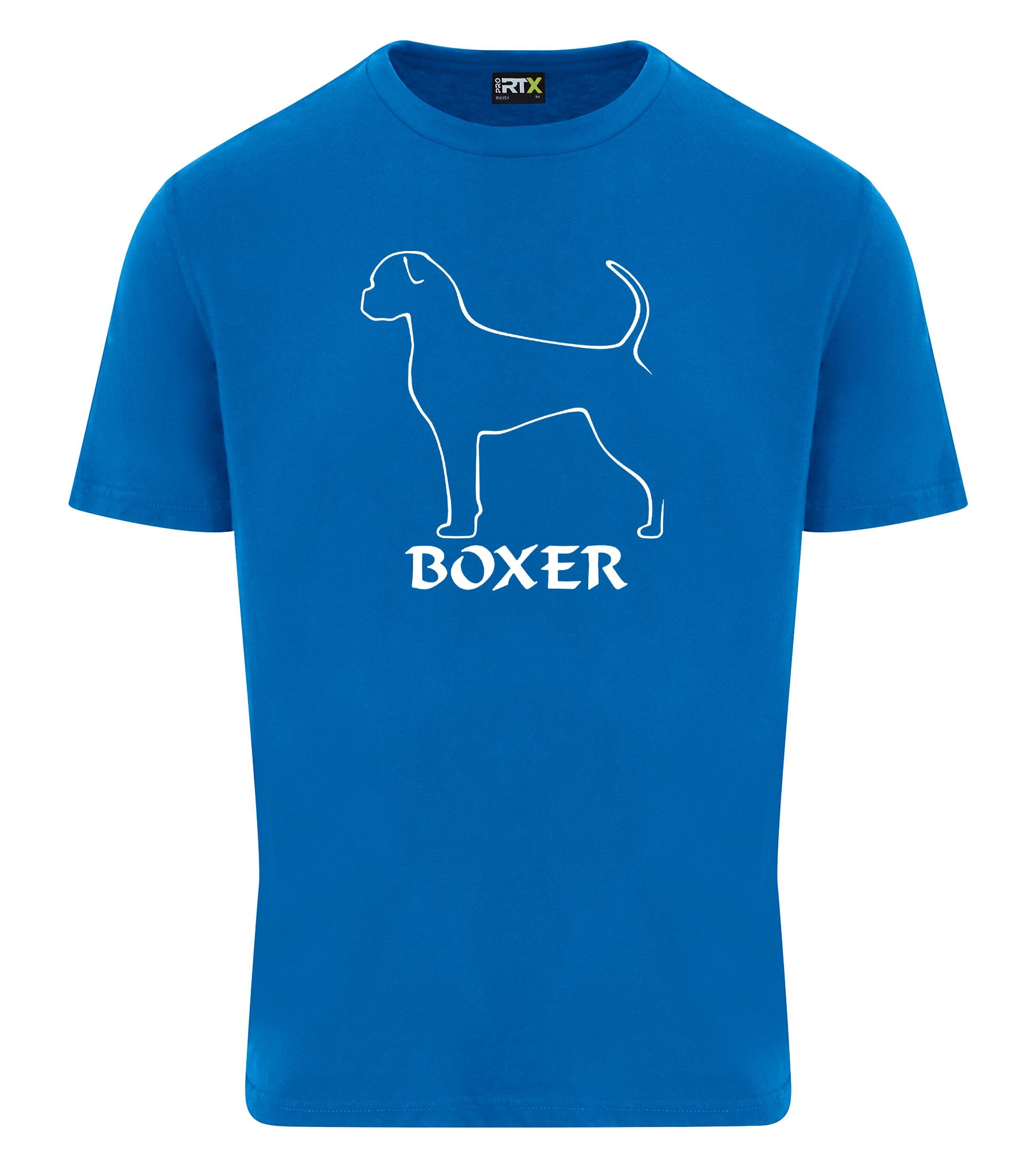 Unisex Boxer Ear Drop (2) Roundneck T-Shirt Sapphire Blue (White)
