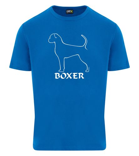 Unisex Boxer Ear Drop (2) Roundneck T-Shirt Sapphire Blue (White)