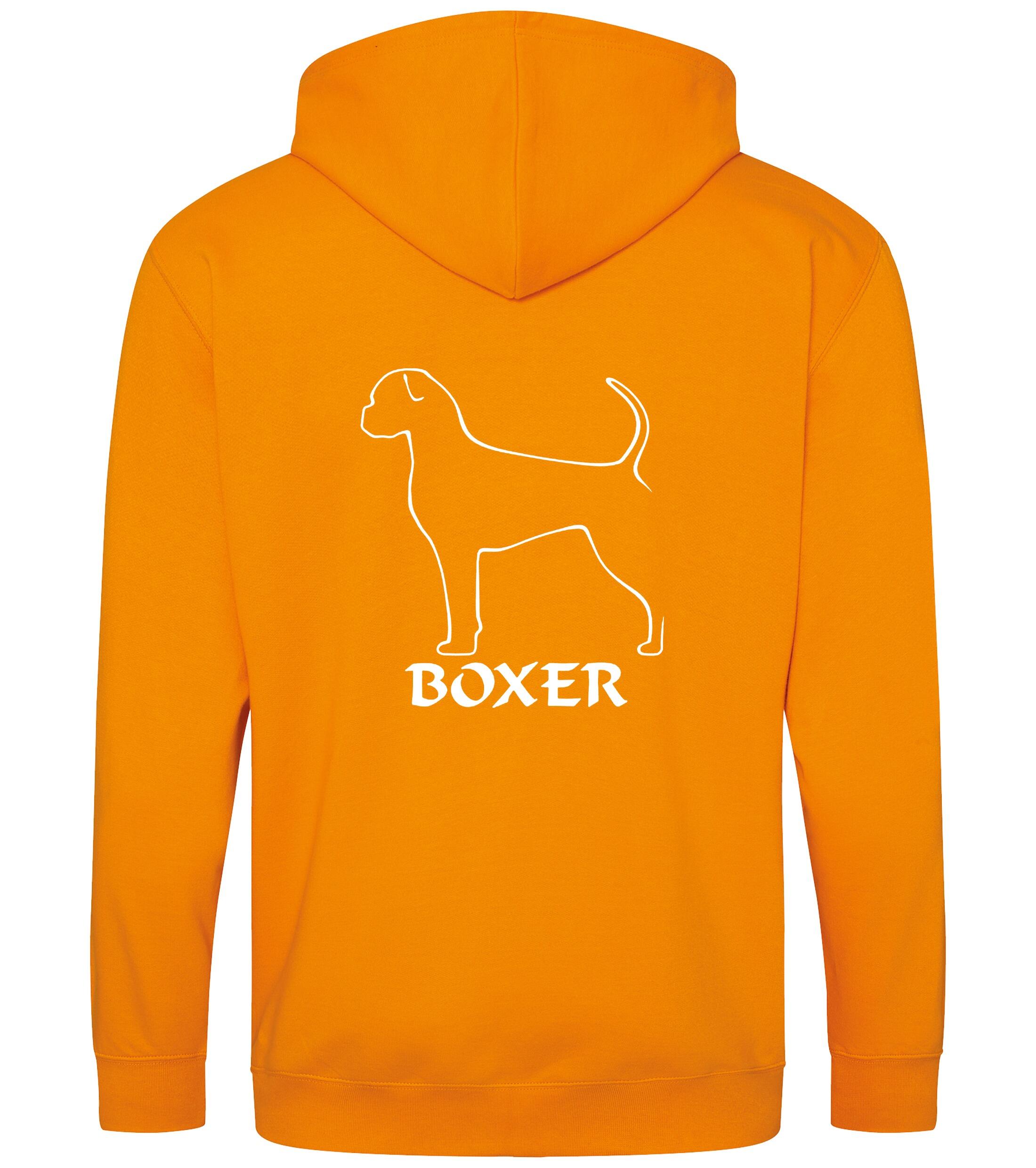 Unisex Boxer Ear Drop (2) Zipped Hoodie Orange Crush (White)