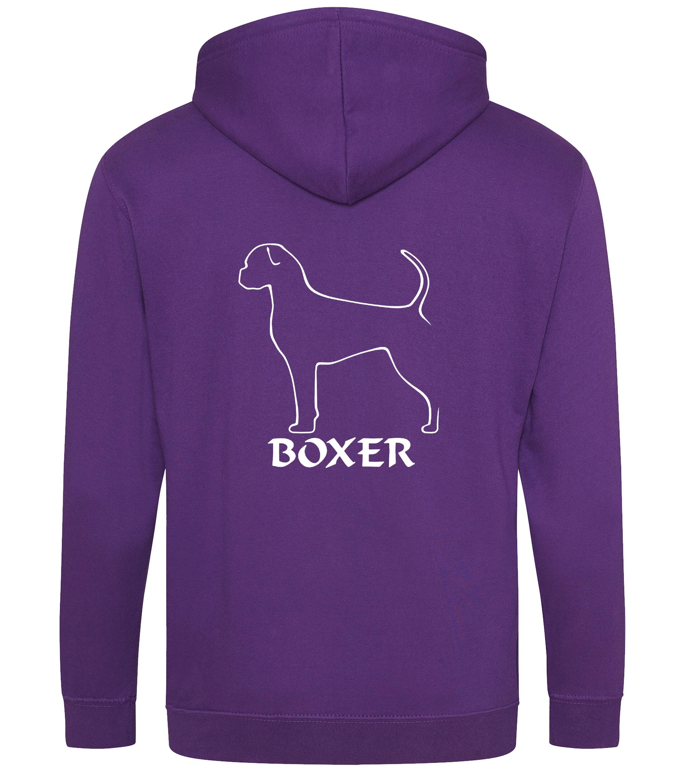 Unisex Boxer Ear Drop (2) Zipped Hoodie Purple (White)
