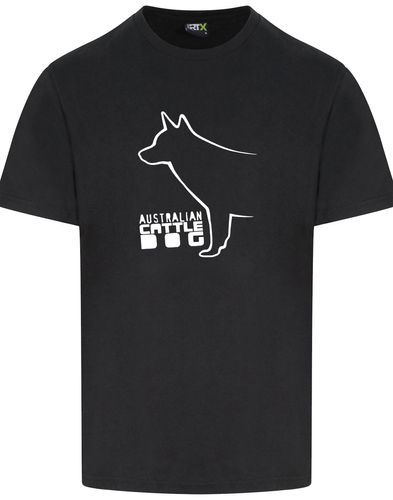 Unisex Australian Cattle Dog Roundneck T-Shirt Black (White)