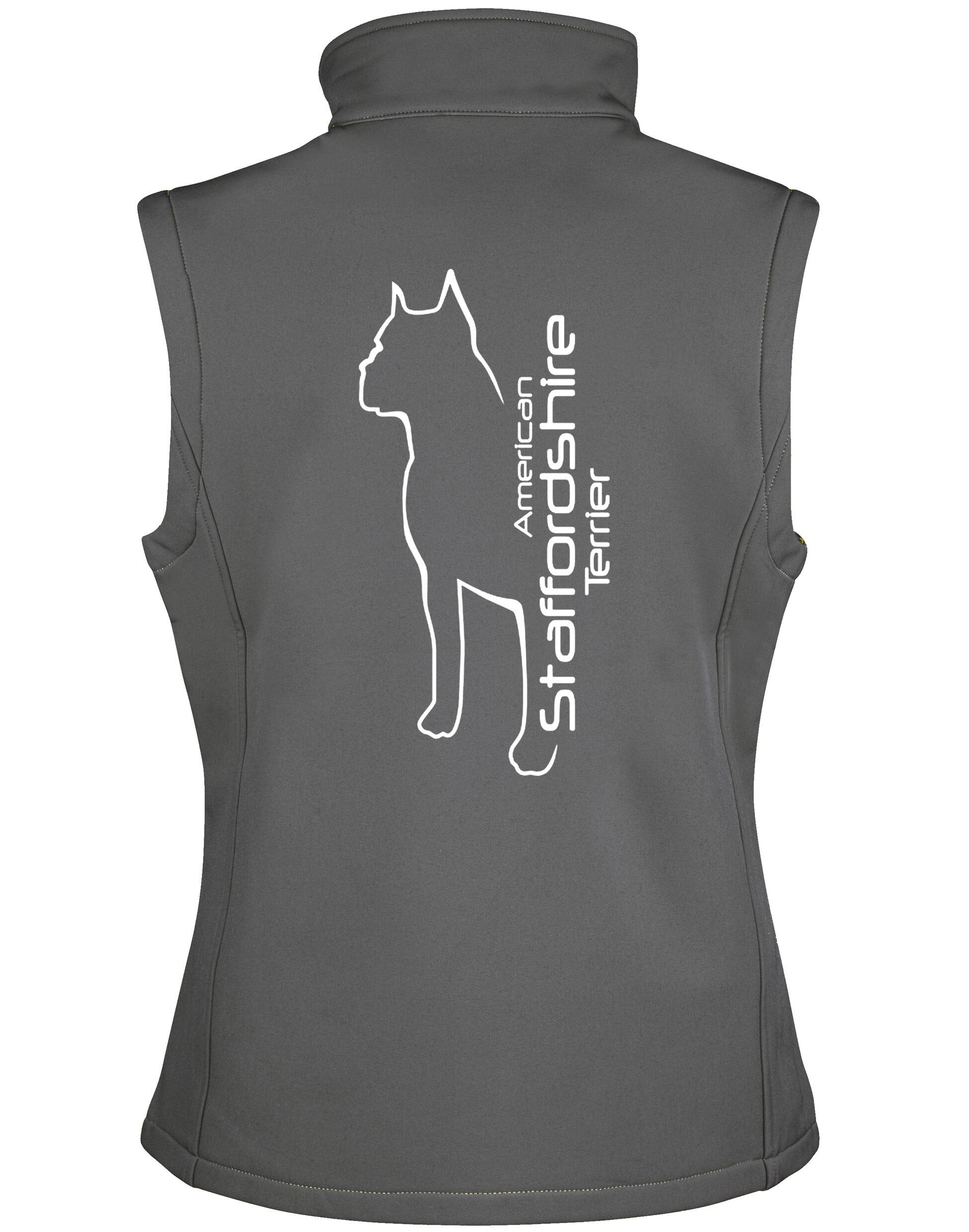 Unisex American Staffordshire Terrier Softshell Gilet Charcoal (White)