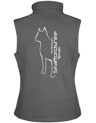 Unisex American Staffordshire Terrier Softshell Gilet Charcoal (White)