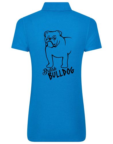 Female British Bulldog Polo Shirt Sapphire Blue (Black)