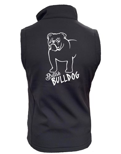 Unisex British Bulldog Softshell Gilet Black Orange (White)