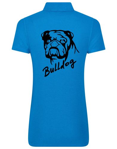 Female Bulldog (Head Design) Polo Shirt Sapphire Blue (Black)