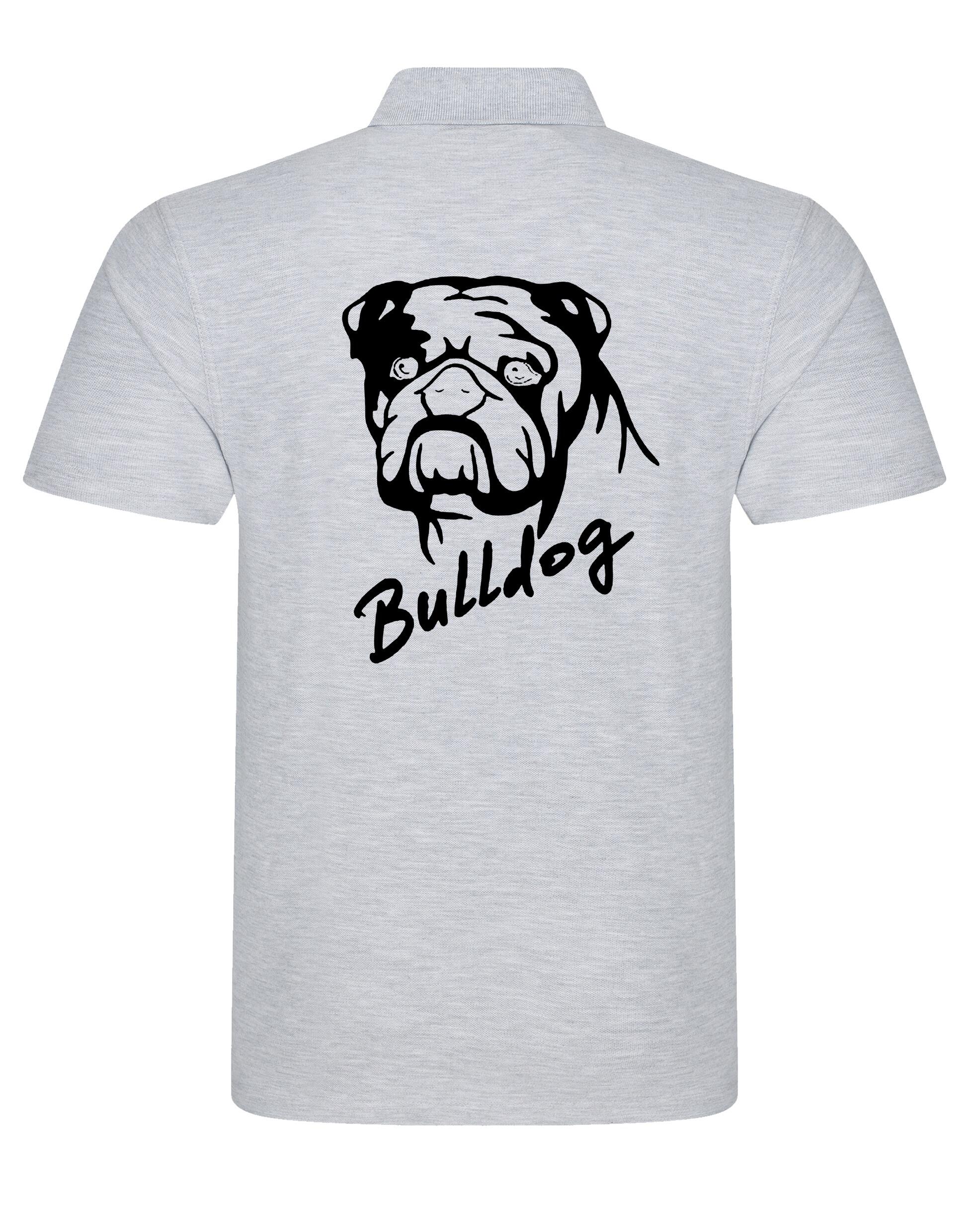 Unisex Bulldog (Head Design) Polo Shirt Heather Grey (Black)