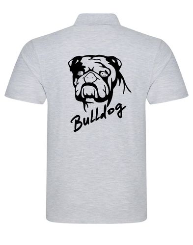 Unisex Bulldog (Head Design) Polo Shirt Heather Grey (Black)