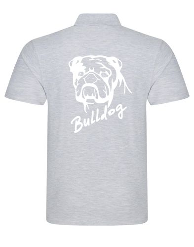 Unisex Bulldog (Head Design) Polo Shirt Heather Grey (White)