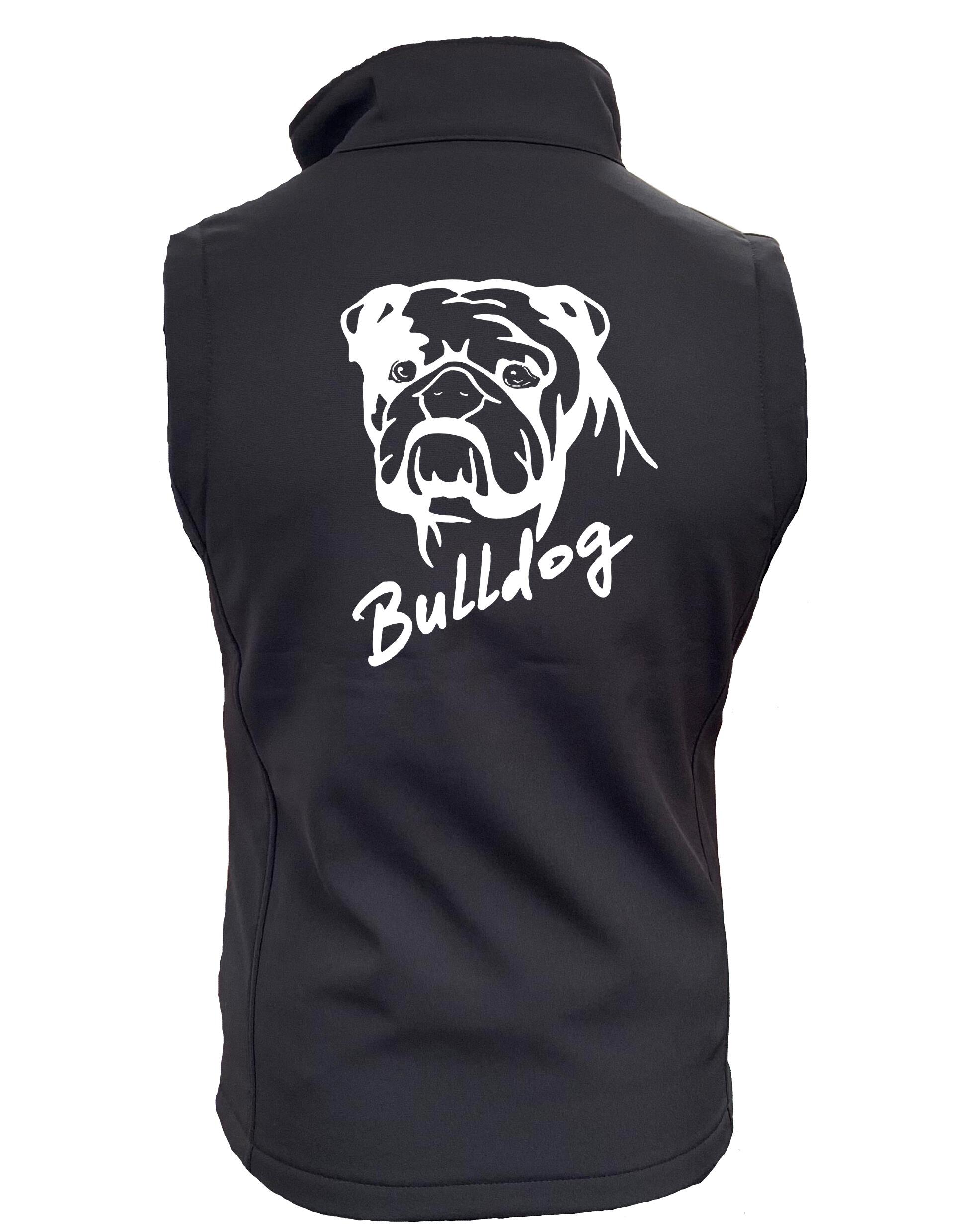 Unisex Bulldog (Head Design) Softshell Jacket Black (White)