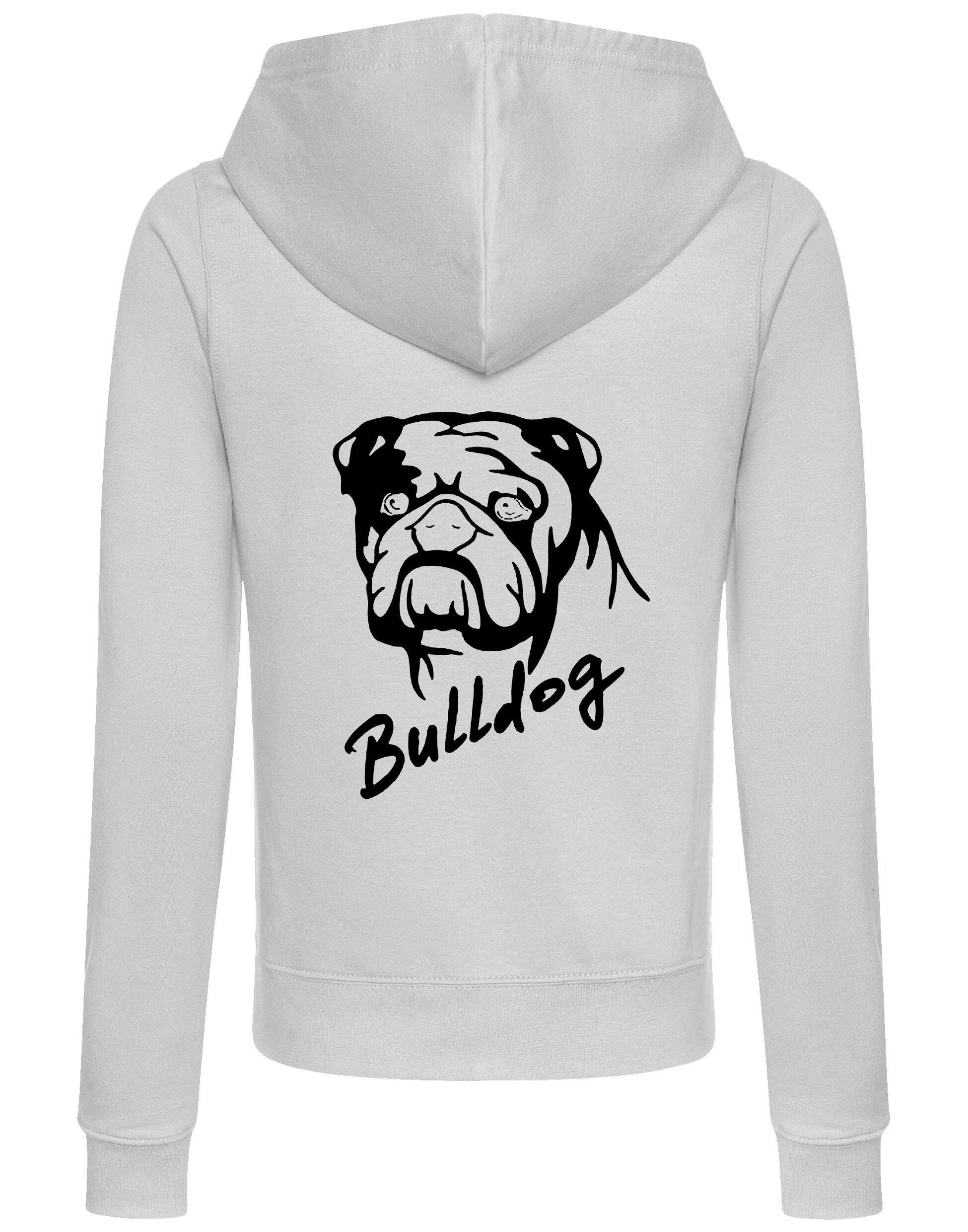 Female Bulldog (Head Design) Zipped Hoodie Heather Grey (Black)
