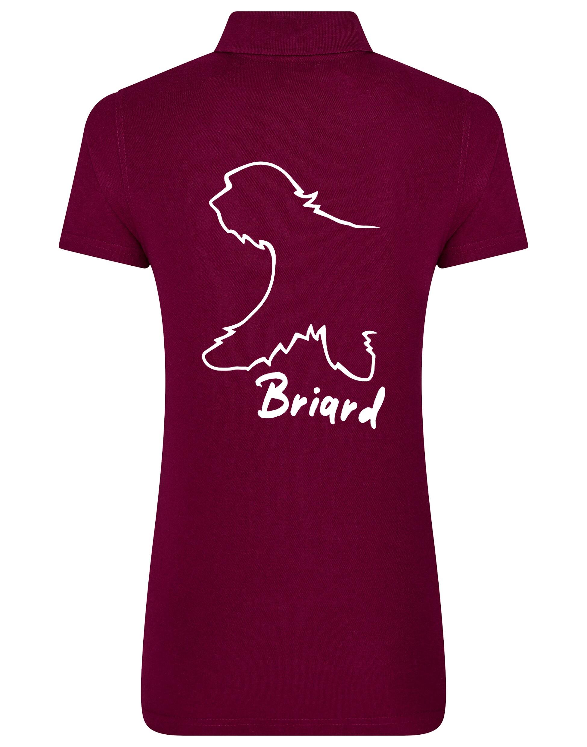 Female Briard Polo Shirt Burgundy (White)