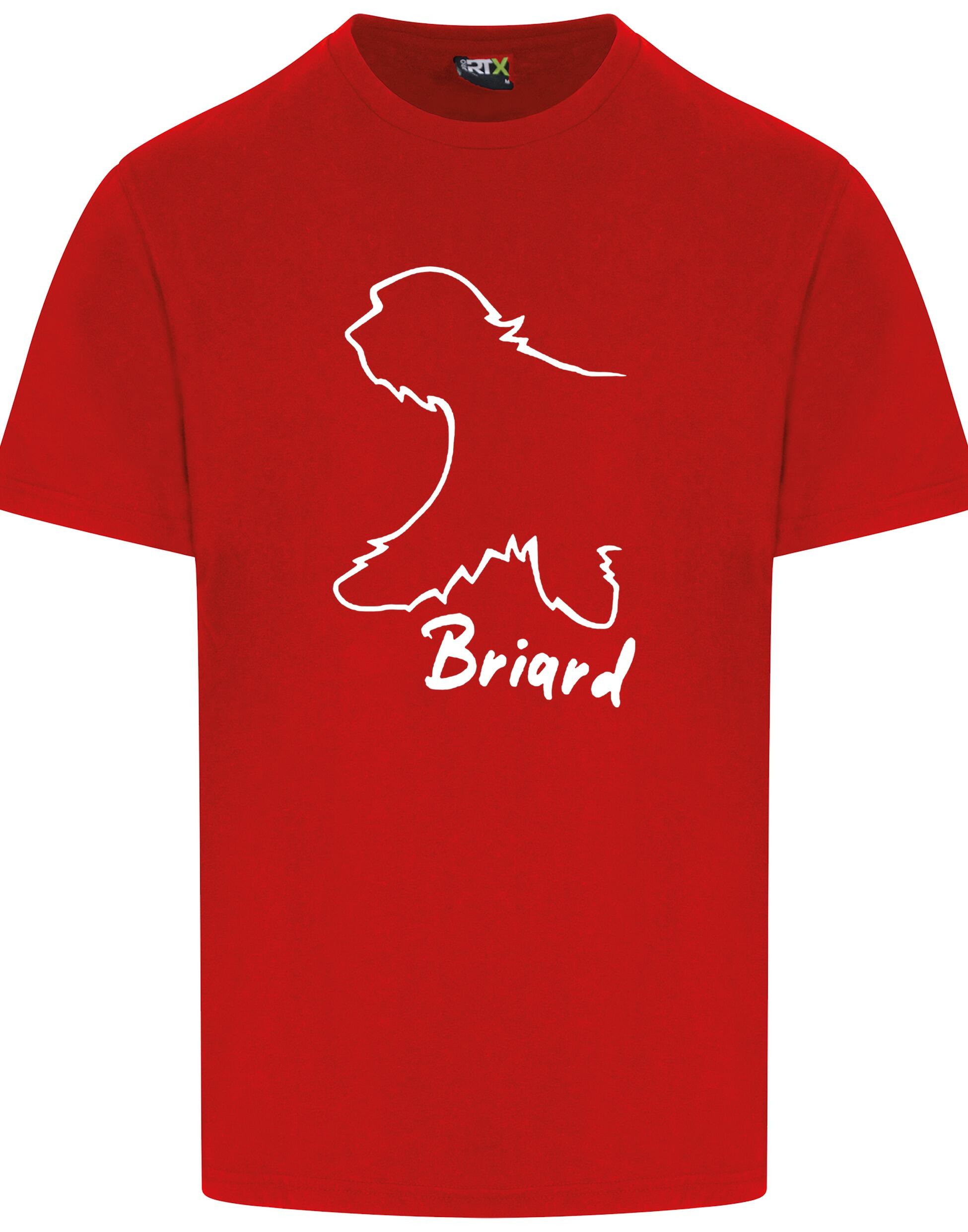 Unisex Briard Roundneck T-Shirt Red (White)