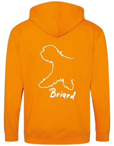 Unisex Briard Zipped Hoodie Orange Crush (White)
