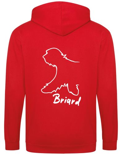 Unisex Briard Zipped Hoodie Red (White)