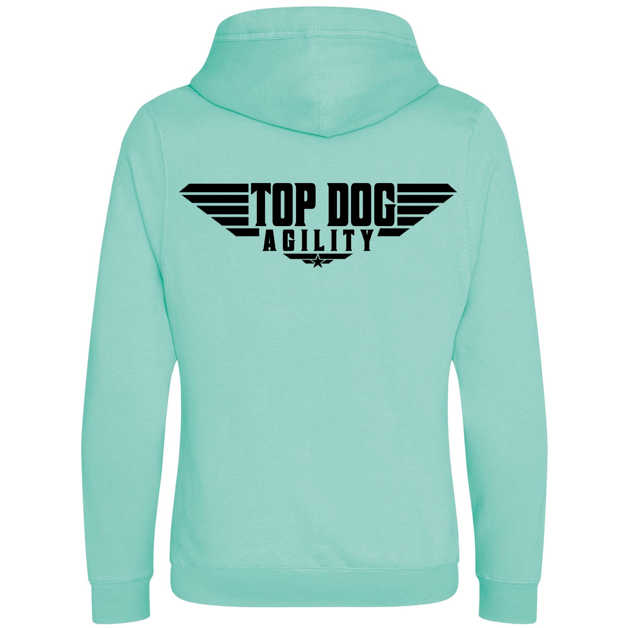 Peppermint Cross Neck Hoodies with "Top Dog Agility" Black Print - Agility Lifestyle Collection
