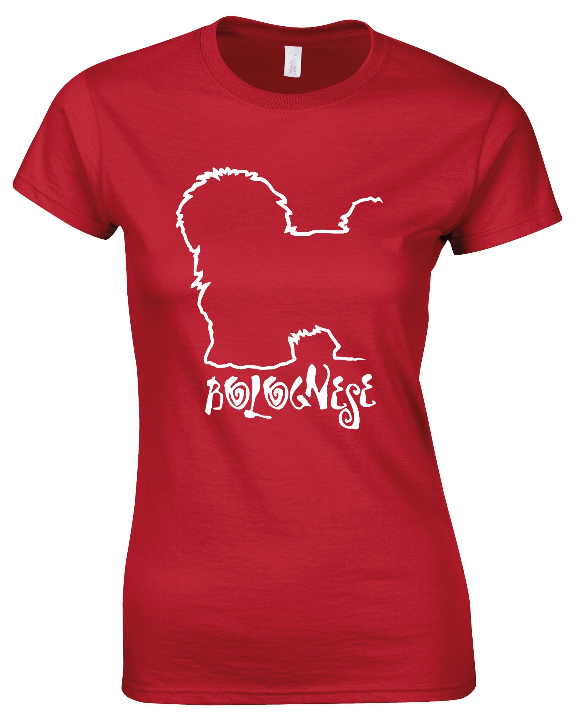 Female Roundneck T-shirt with Bolognese Dog Breed Design – Style for Every Dog Lover