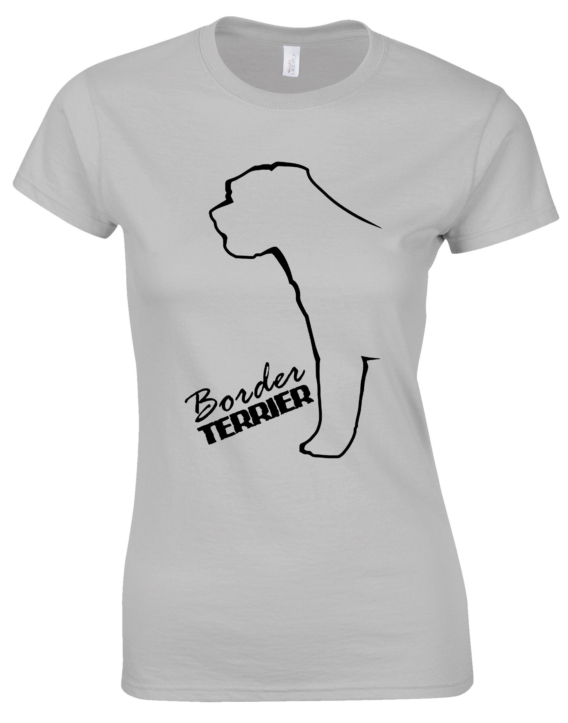 Female Roundneck T-shirt with Border Terrier Dog Breed Design – Style for Every Dog Lover