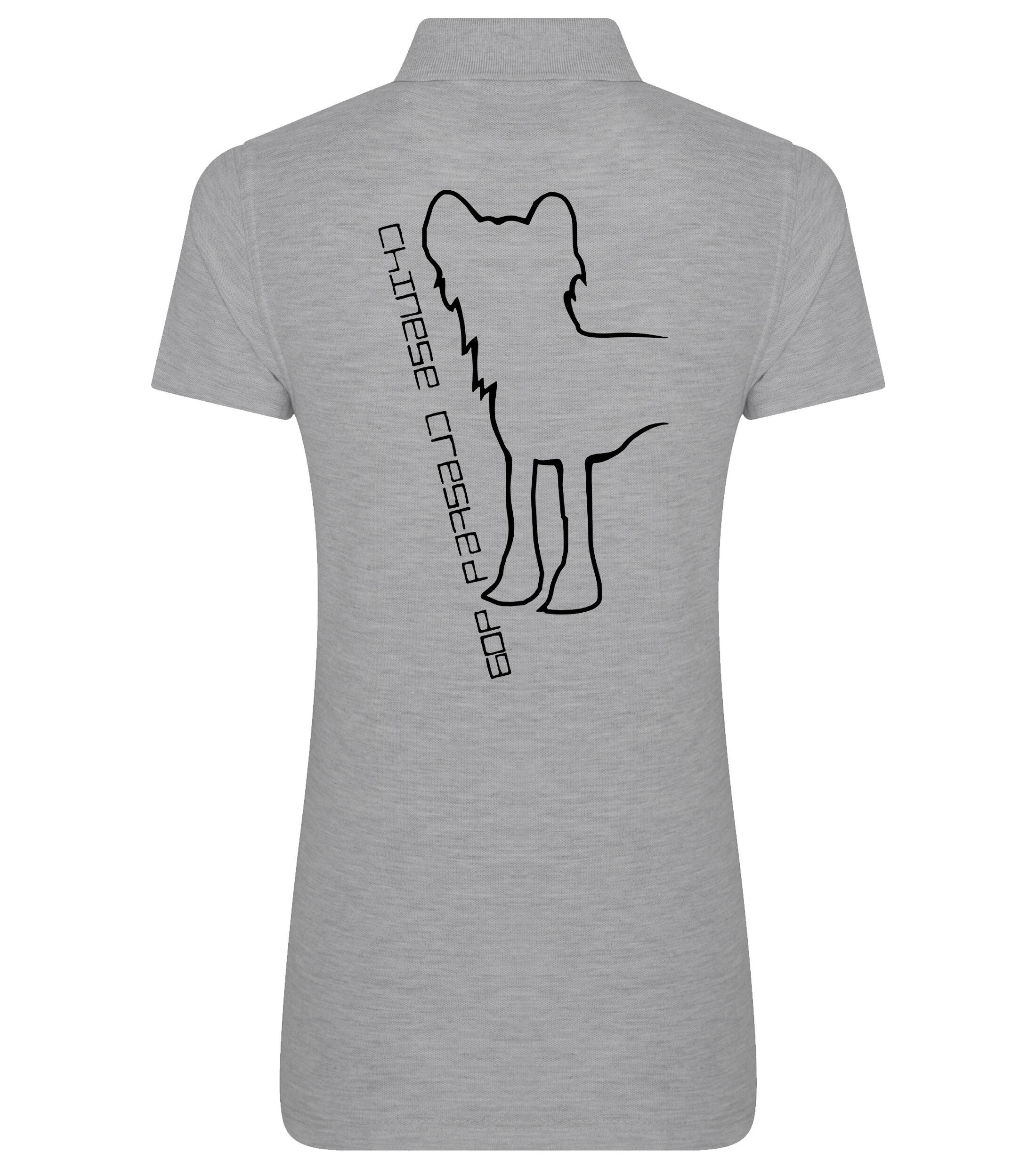 Women’s Cotton Polo with Chinese Crested Dog Breed Design – Style for Chinese Crested Enthusiasts