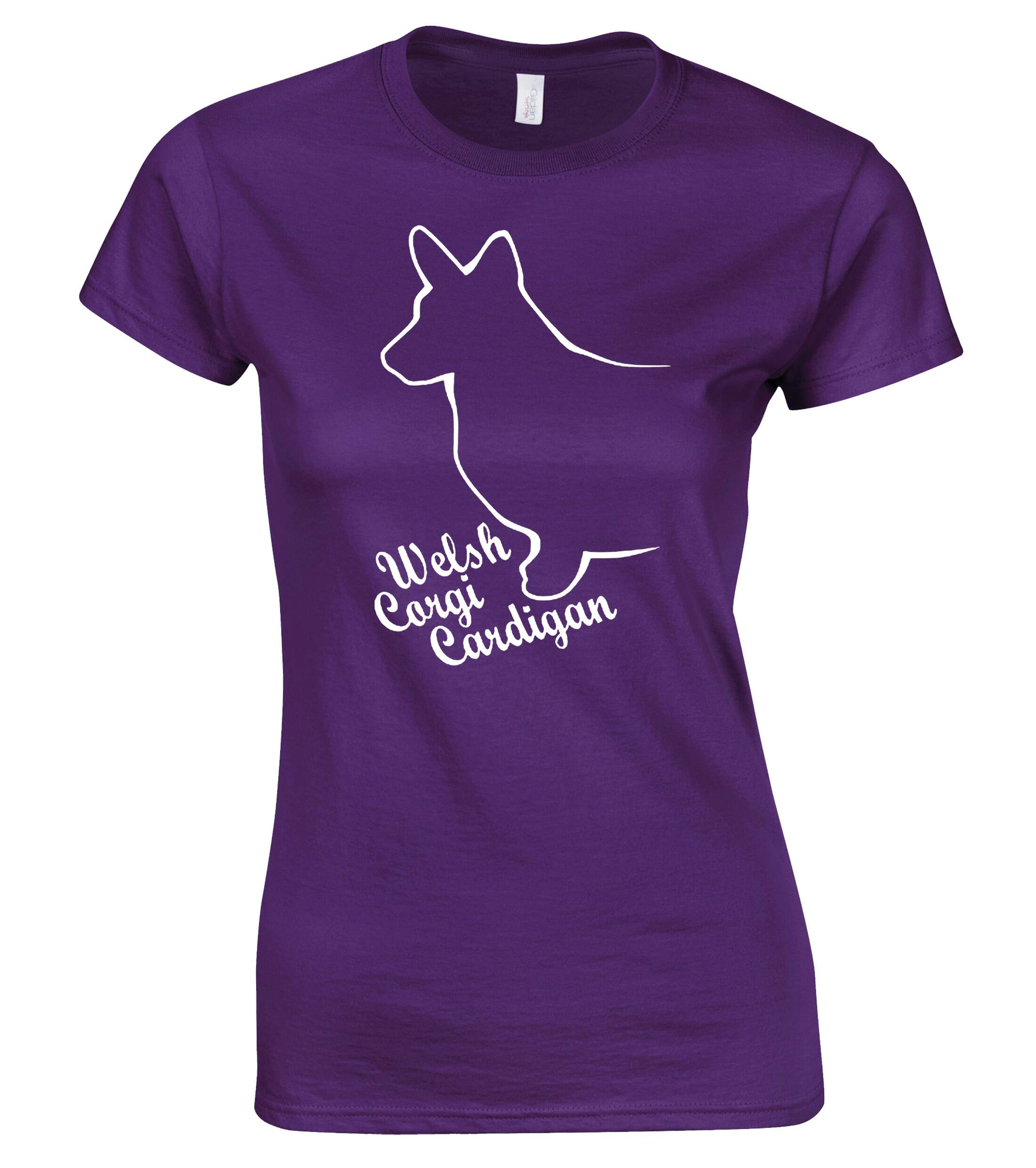 Female Roundneck T-shirt with Corgi Cardigan (Welsh) Dog Breed Design – Perfect for Corgi Enthusiasts