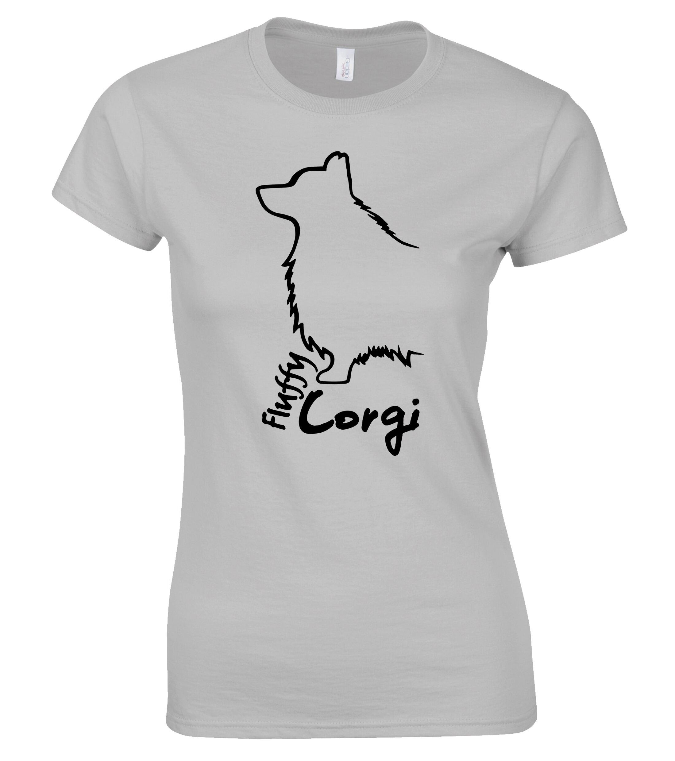 Female Roundneck T-shirt with Corgi Fluffy Dog Breed Design – Perfect for Corgi Fluffy Enthusiasts