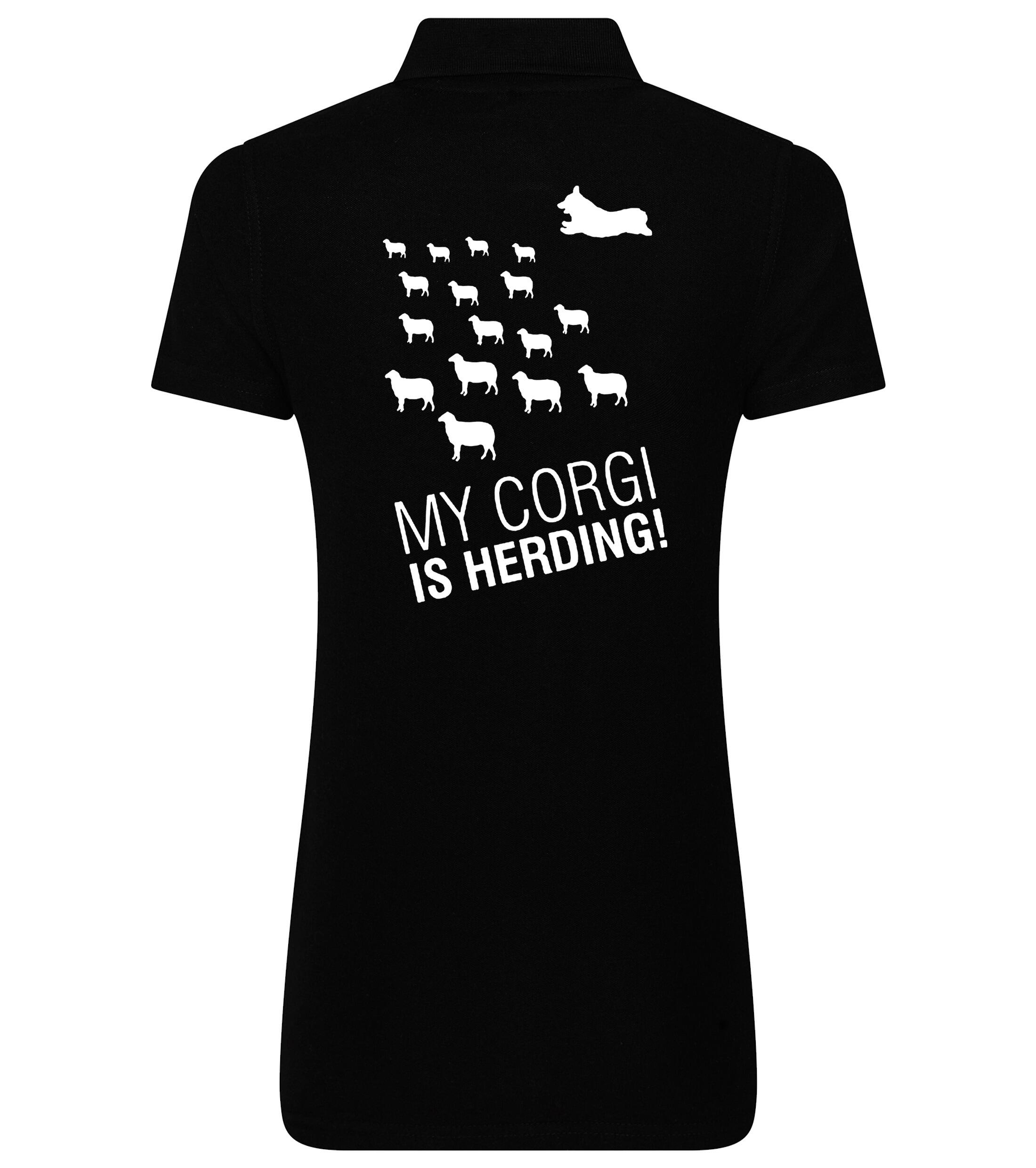 Women’s Cotton Polo with Corgi Herding Dog Breed Design – Elegance for Corgi Herding Enthusiasts