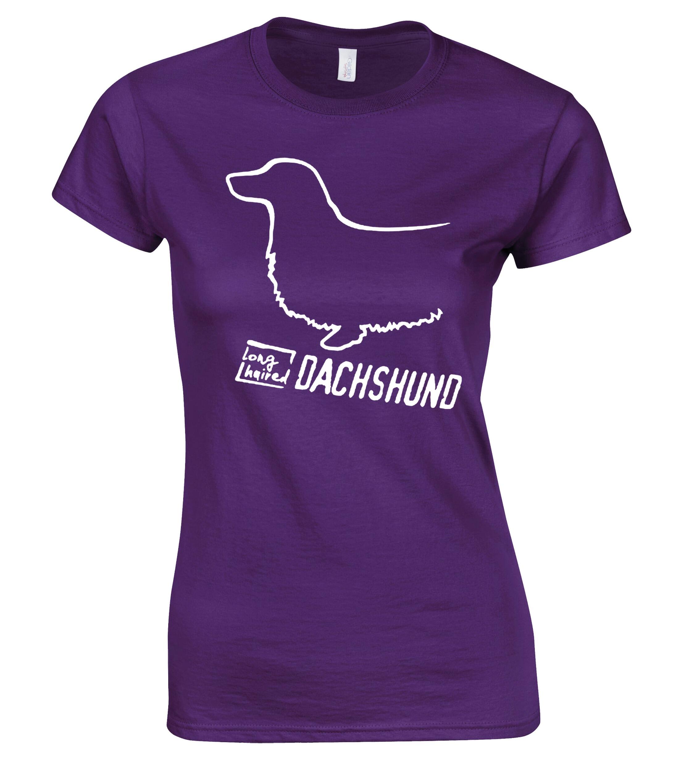 Dachshund (Longhaired) Dog Breed Design Women’s Roundneck T-Shirt – Celebrate Your Love in Style