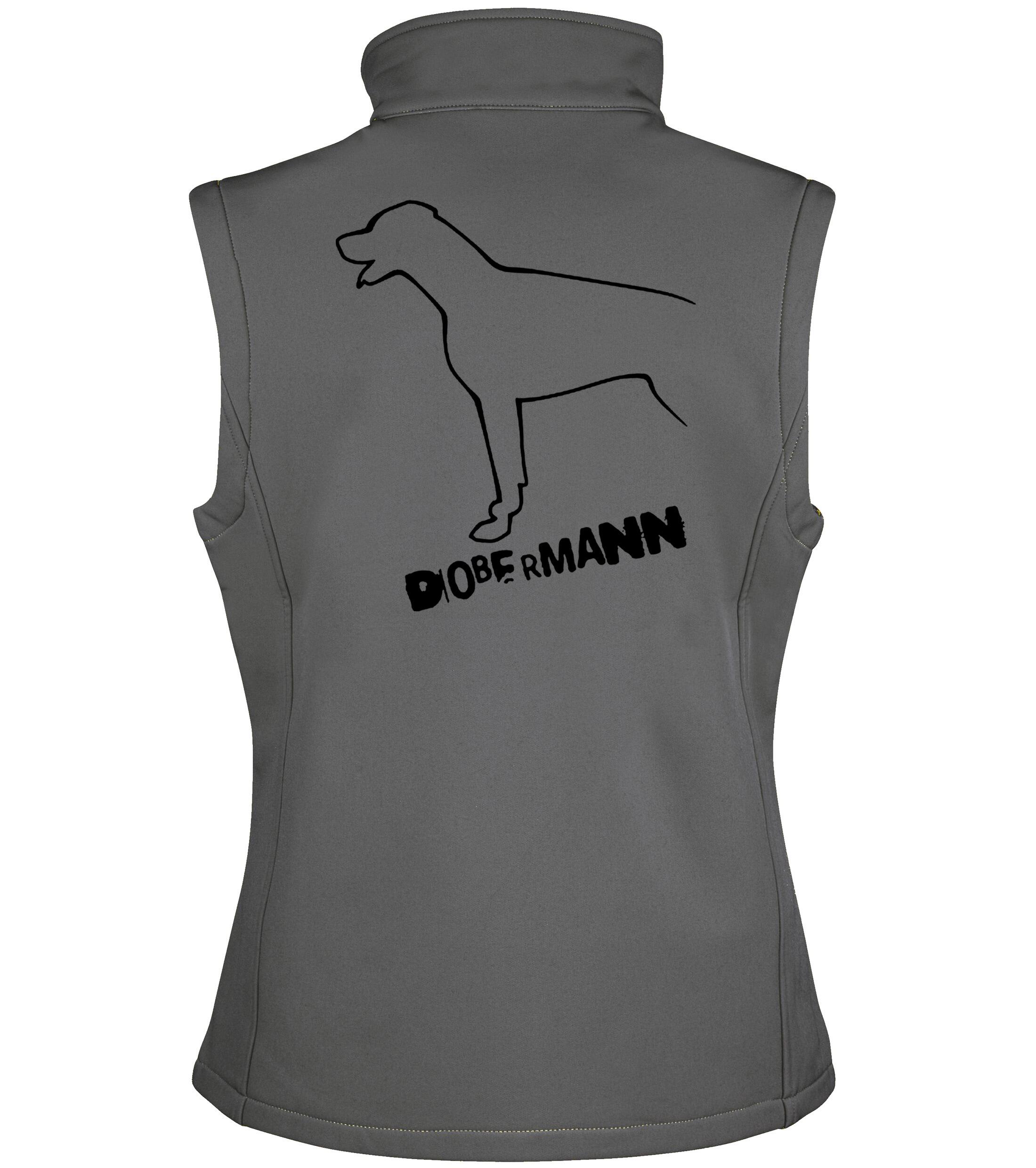 Dobermann (Outline) Design Unisex Softshell Gilet – Functional Style for Dobermann Enthusiasts
